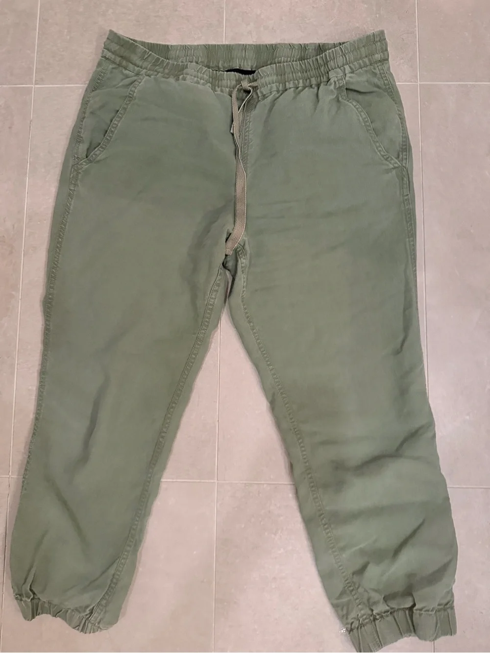 Elastic Waist Olive Green Jogger Pants